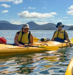 5. Guide and guests in Kayak Queen Charlotte Sound