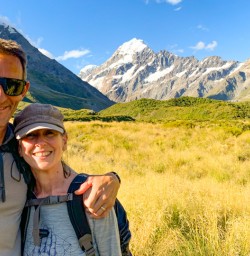 5. Happy guests couple Hooker Valley Mt Cook views