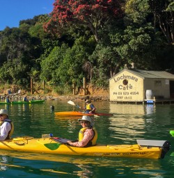 Couple kayaking at Queen Charlotte Sound, Marlborough Sounds New Zealand