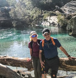 Couple at Routeburn Track River, Otago New Zealand