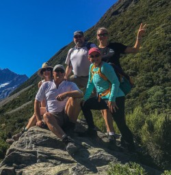 Group at Aoraki Mount Cook, Canterbury New Zealand
