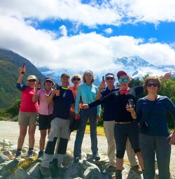 Cheers! Some outdoor refreshment at Aoraki/Mt Cook National Park. Mt Sefton in the background.