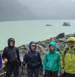 Group at Hooker Valley Lake, Aoraki Mount Cook National Park Canterbury New Zealand