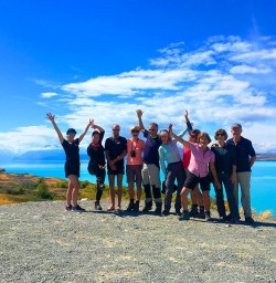 The crazy colours of Lake Pukaki inspiring some craziness with this lot!