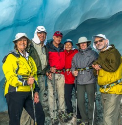 Group at Tasman Glacier, Canterbury New Zealand