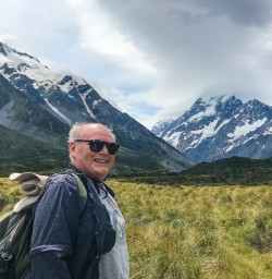 Guest hiking Hooker Valley track