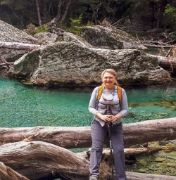 Happy guest at Routeburn track river, Otago New Zealand