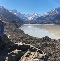 Guest at Tasman Glacier Viewpoint, Canterbury New Zealand