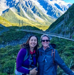 Guests at Hooker Valley swing bridge