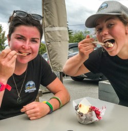 Guides eating ice cream at Glenorchy, Otago New Zealand