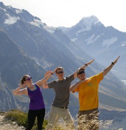 Happy group at Aoraki Mount Cook National Park, Canterbury New Zealand