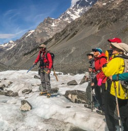 Hiking the Group at Tasman Glacier, Canterbury New Zealand