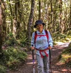 Lady walking at Routeburn track, Otago New Zealand
