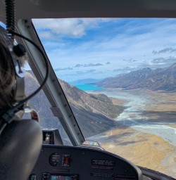 Helicopter view of Lake Pukaki, Canterbury New Zealand