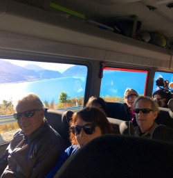 The team looking stoked on the drive out of Queenstown