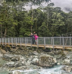 Passing Routeburn Track Bridge, Fiordland National Park Southland New Zealand