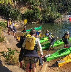 Ready to kayak at Queen Charlotte Sound, Marlborough New Zealand