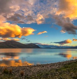 Sunset on Lake Ohau, Canterbury New Zealand