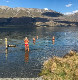 Swim at Wairepo Arm, Canterbury New Zealand
