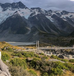 Swing bridge at Aoraki Mt Cook, Canterbury New Zealand