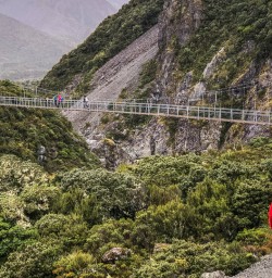 Swing Bridge at Hooker Valley Track Bridge, Canterbury New Zealand