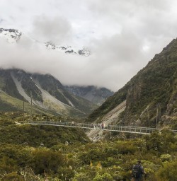 Swing bridge at Aoraki Mt Cook, Canterbury New Zealand