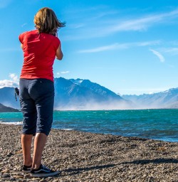 Taking picture at Lake Ohau, Otago New Zealand