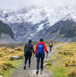Swing Bridge at Hooker Valley Track Bridge, Canterbury New Zealand