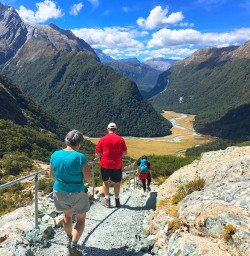 The walk with a view! Descending the track into the Routeburn Valley
