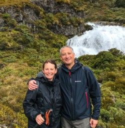 Waterfall cascades on Routeburn track