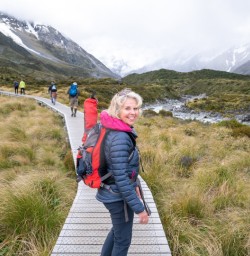 6. Happy guest Hooker Valley boardwalk
