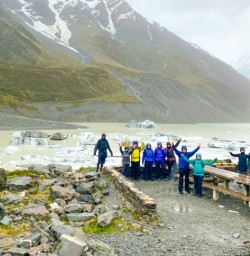 6. Guide and guests at Lake Hooker
