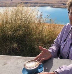 Coffee above Lake Tekapo, Canterbury New Zealand