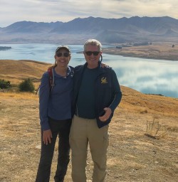 Couple above Lake Tekapo, Canterbury New Zealand