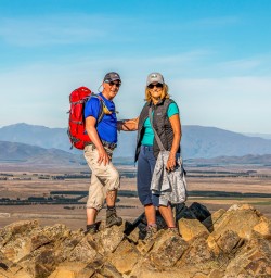 Couple at Lake Tekapo Lookout, Otago New Zealand