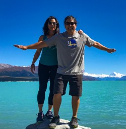 Couple posing at Lake Pukaki