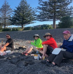 Fish and chips on the beach at Kaikoura, Canterbury New Zealand