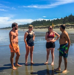 Group at Waikuku Beach, Canterbury New Zealand