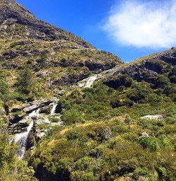hiker at the routeburn falls