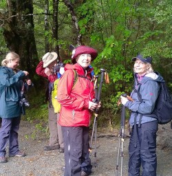 hikers at routeburn track valley