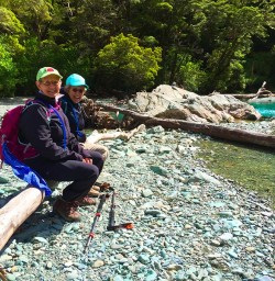 Snack break at Forge Flats on the Routeburn Track
