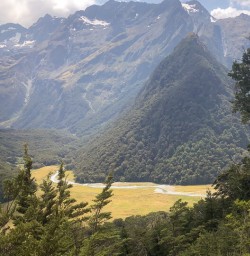 Group above Routeburn track valley, Fiordland New Zealand