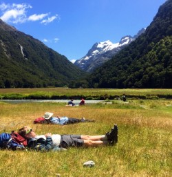 rest at routeburn track valley