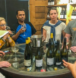 Wine tasting at Kinross wineyard winery, Otago New Zealand