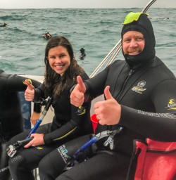About to Swim with Dolphins at Kaikoura, Canterbury New Zealand