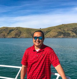 Boating through Akaroa harbour