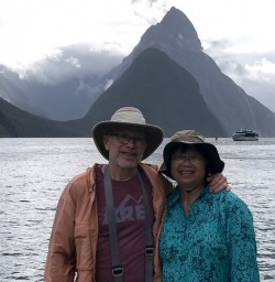 Couple at Milford Sound, Fiordland New Zealand