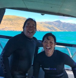 Couple on Akaroa dolphin swim