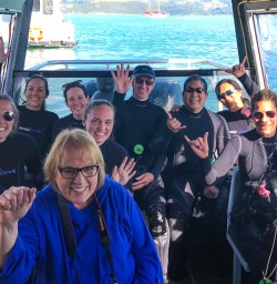 Group on Dolphin swim boat