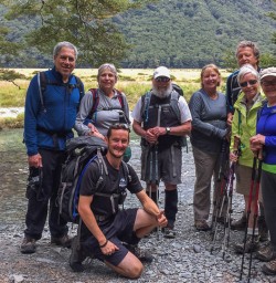Group at Routeburn Track River, Otago New Zealand